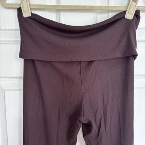 SKIMS Ribbed Foldover High-Waist Leggings - Deep Chocolate